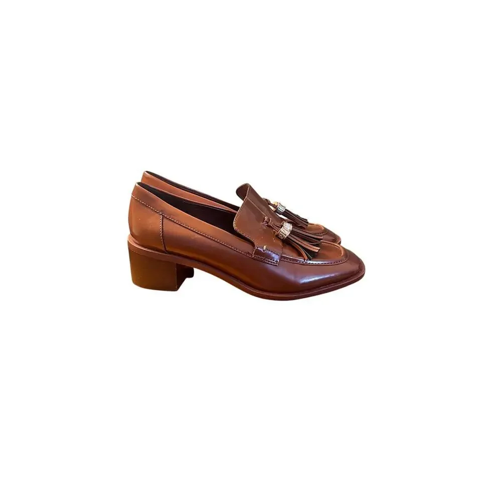 Franco Sarto L Donna Brown Tassel Loafers Block Heel Dress Shoes Women’s 7